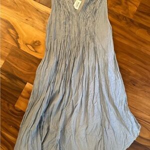 Light Blue Crinkled Sleeveless Dress